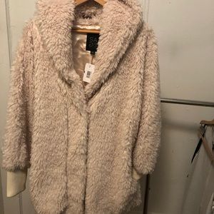 TEDDY BEAR PLUSH HOOD SHERPA JACKET - NEW